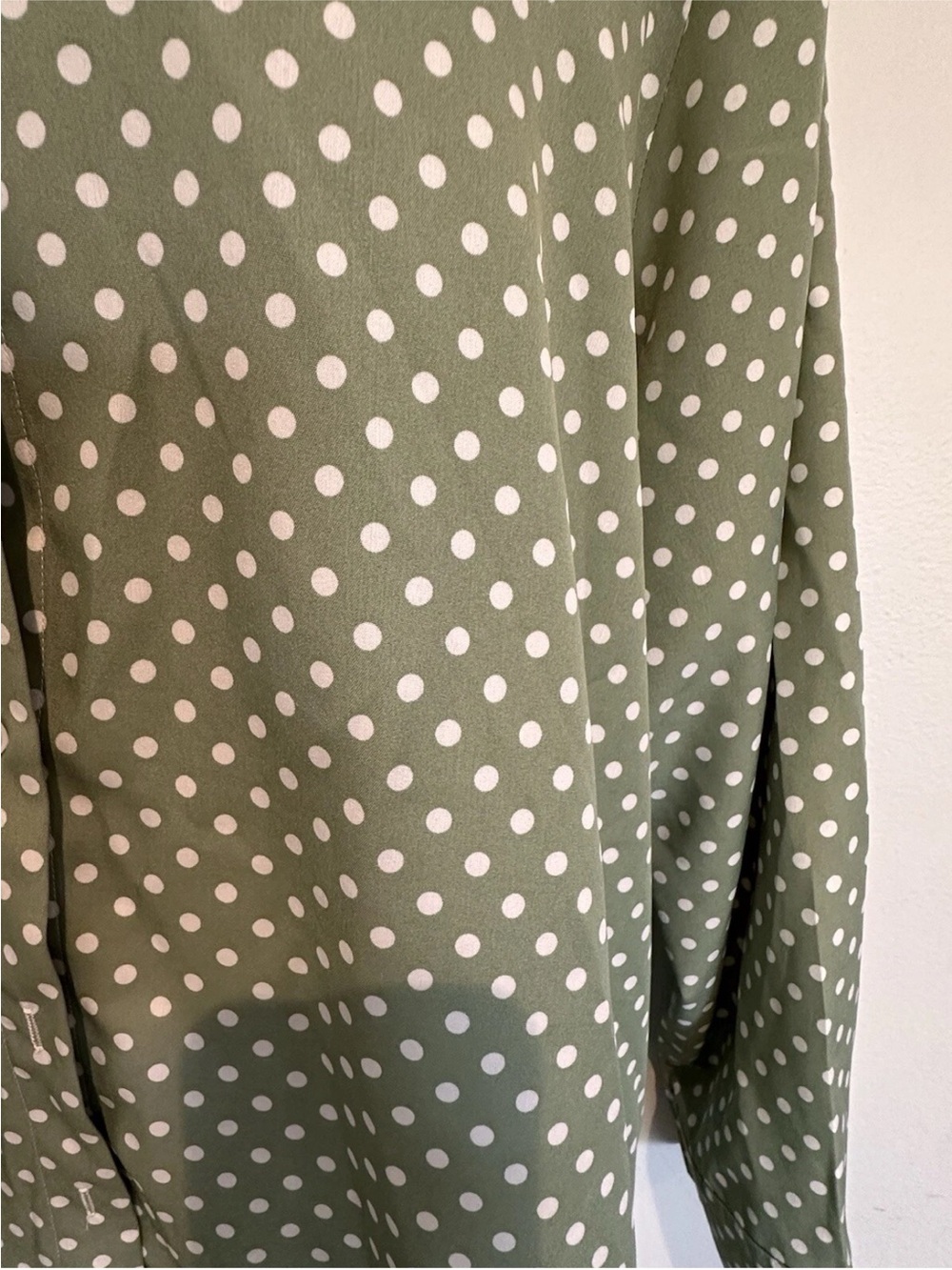 Olive Green Polka Dot women’s Button-Up Shirt - Picture 3 of 10